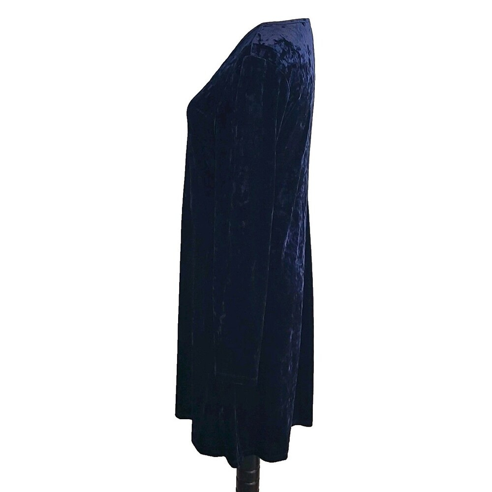VTG 90s Ronni Nicole Navy Blue Crushed Velvet Dress Sz 8 LS Goth Romantic Witchy - Picture 3 of 9